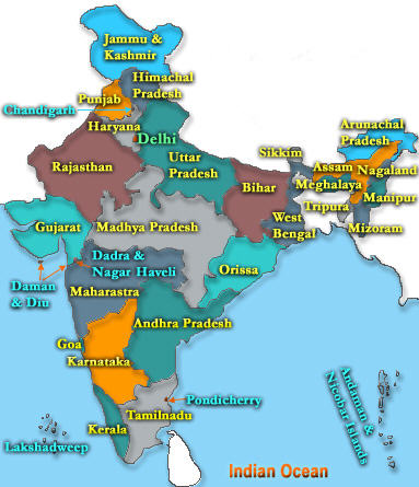 India Map With States And Capital Cities