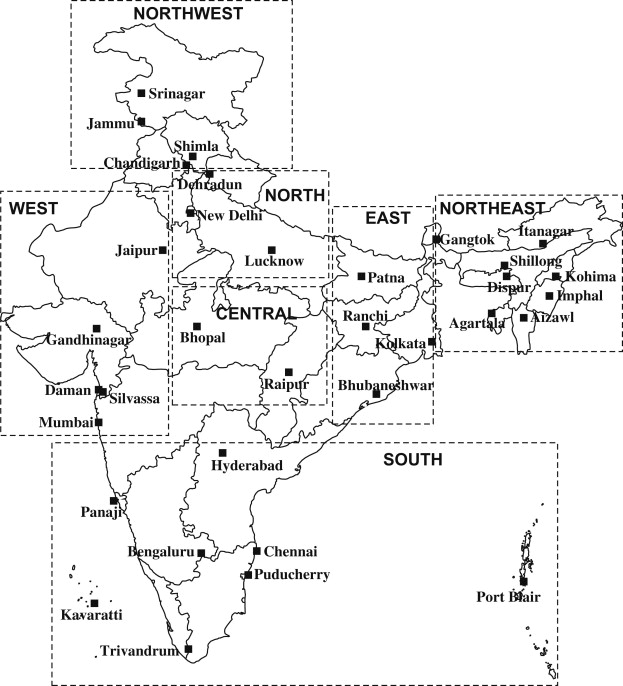 India Map With States And Capital Cities