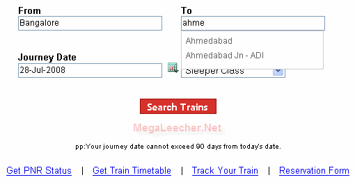 Indian Railway Reservation Form Online