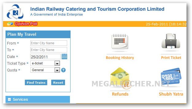 Indian Railway Reservation Ticket