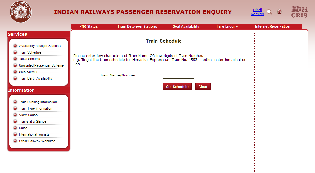 Indian Railway Train Enquiry Reservation