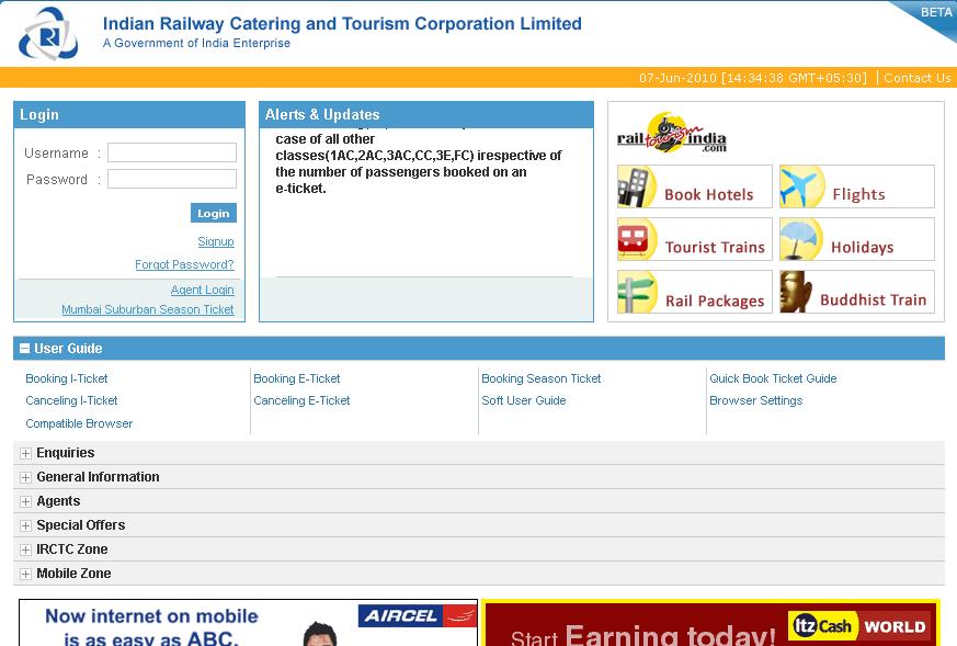 Irctc Indian Railway Reservation Passenger Enquiry