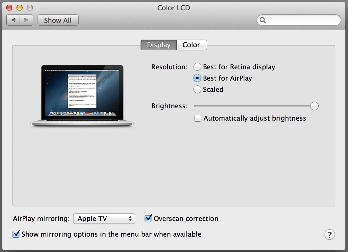 Lion Airplay Mirror