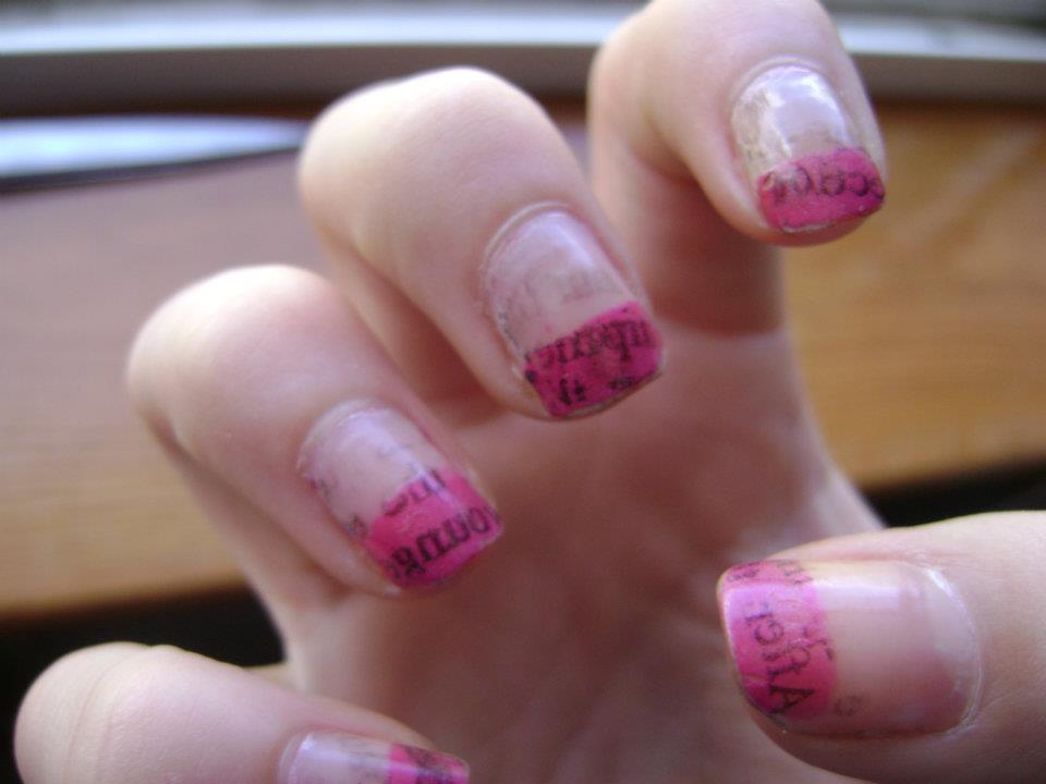 Newspaper Nails With Nail Polish Remover