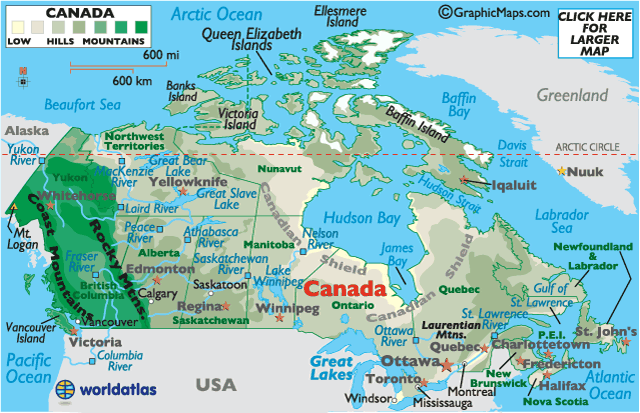 Printable Canada Map With Capitals And Provinces