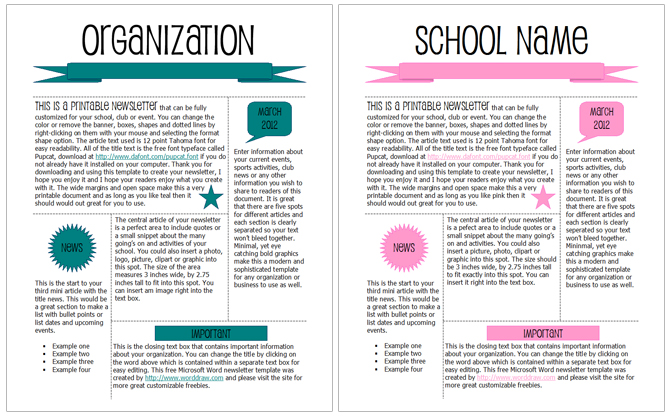 School Newsletter Formats Free