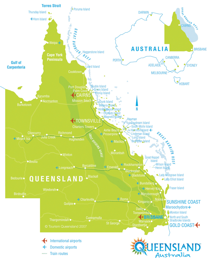 South Queensland Map Australia