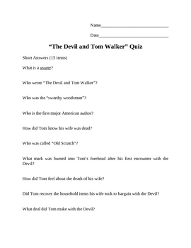 The Devil And Tom Walker Summary