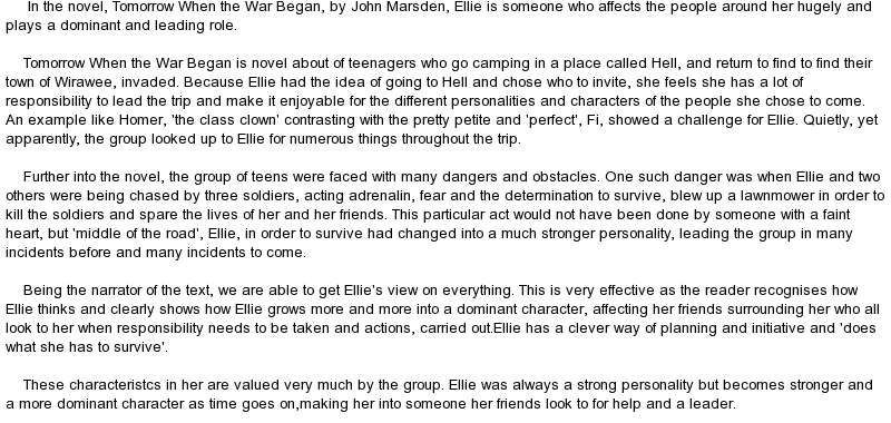 Tomorrow When The War Began Ellie Essay