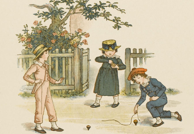 Victorian Children Playing With Toys