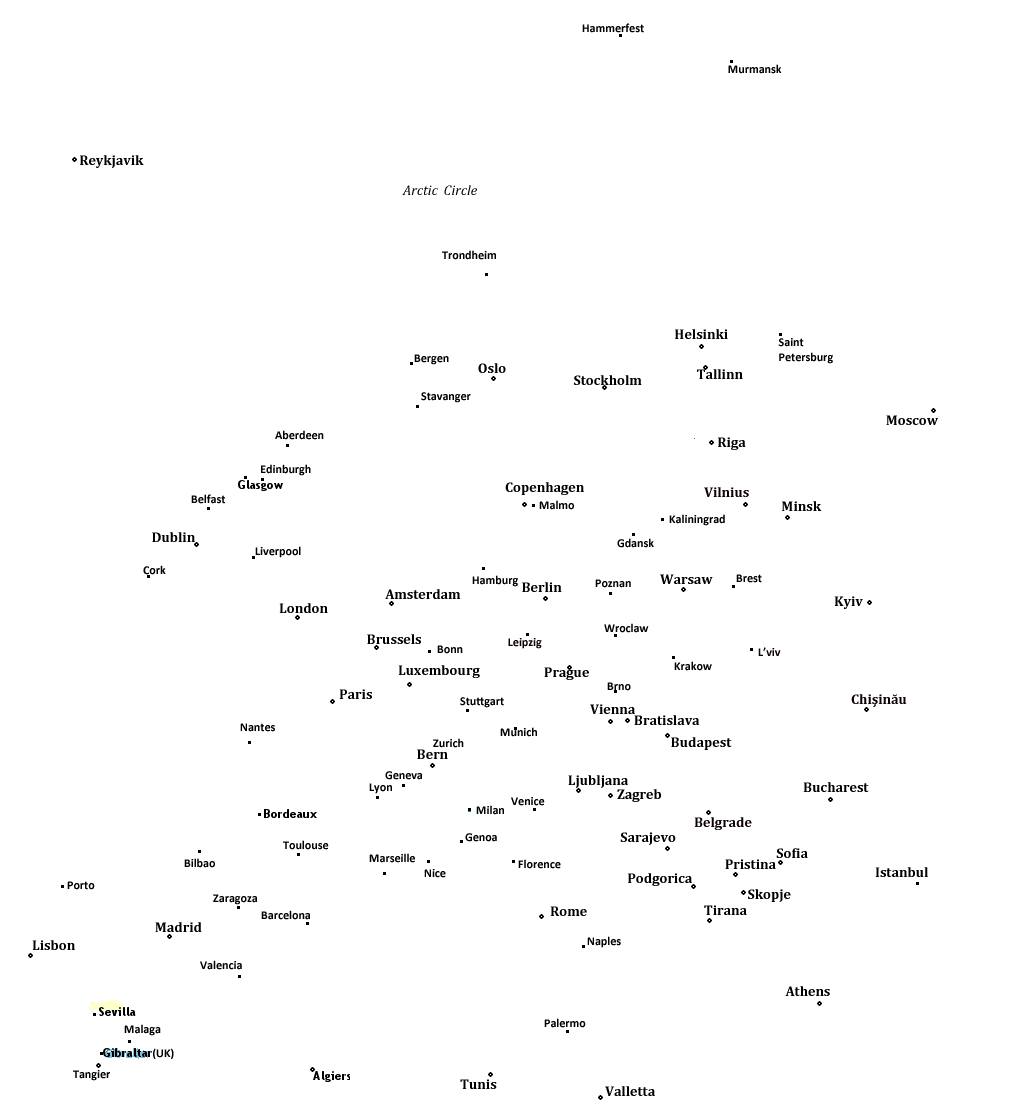 World Map With Countries And Capitals And Cities