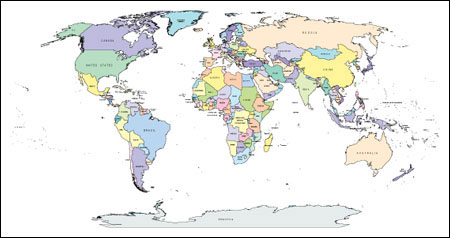 World Map With Countries And Capitals And Cities