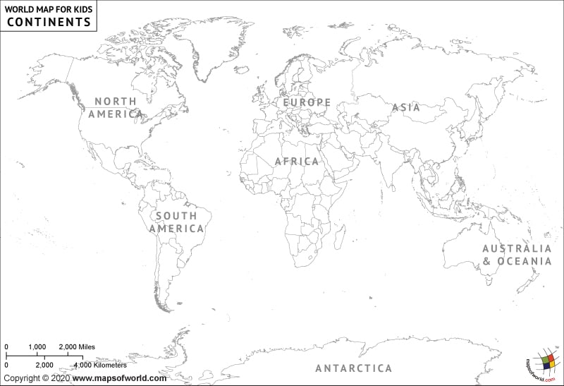 World Map With Countries Labeled For Kids